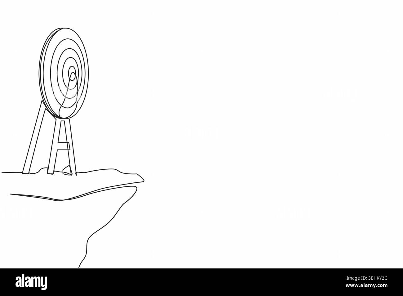 Continuous one line drawing archery target ring without arrows hitting ...