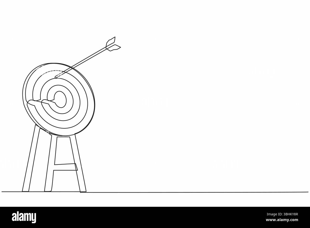Target Drowing Single one line drawing arrow missed hitting target mark. Shot miss ...