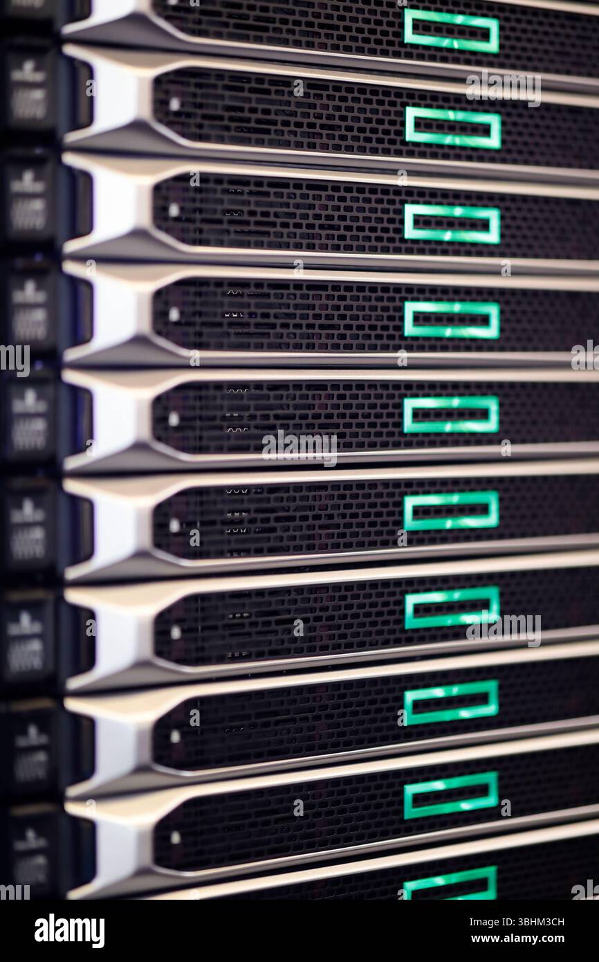 Cloud data storage server rack close up. Selective focus Stock Photo ...