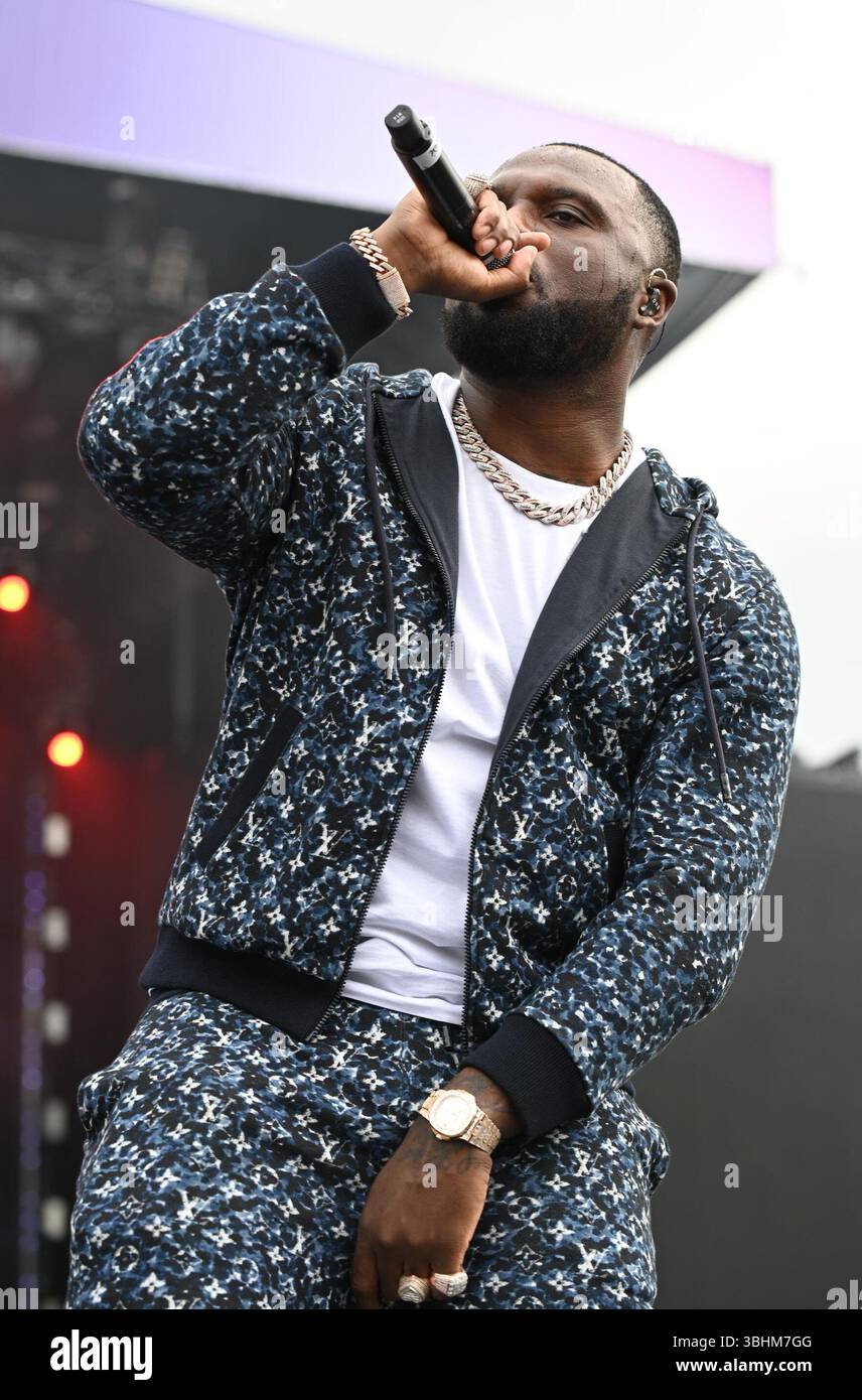 Headie One preforming at Wireless Festival, Finsbury Park, London UK  2023 photo by Laura Rose Stock Photo