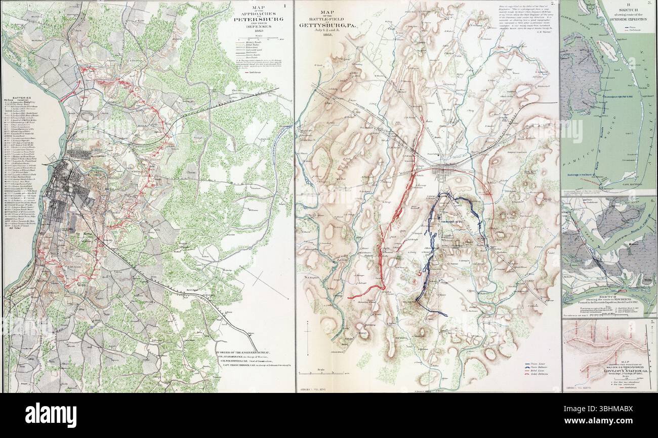 Detailed historical map illustrating the troop movements and strategic ...