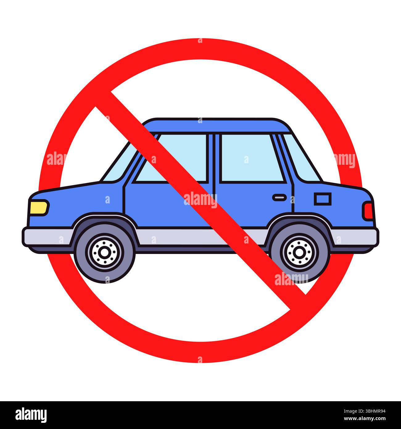 color icon car ban. flat illustration. Stock Vector