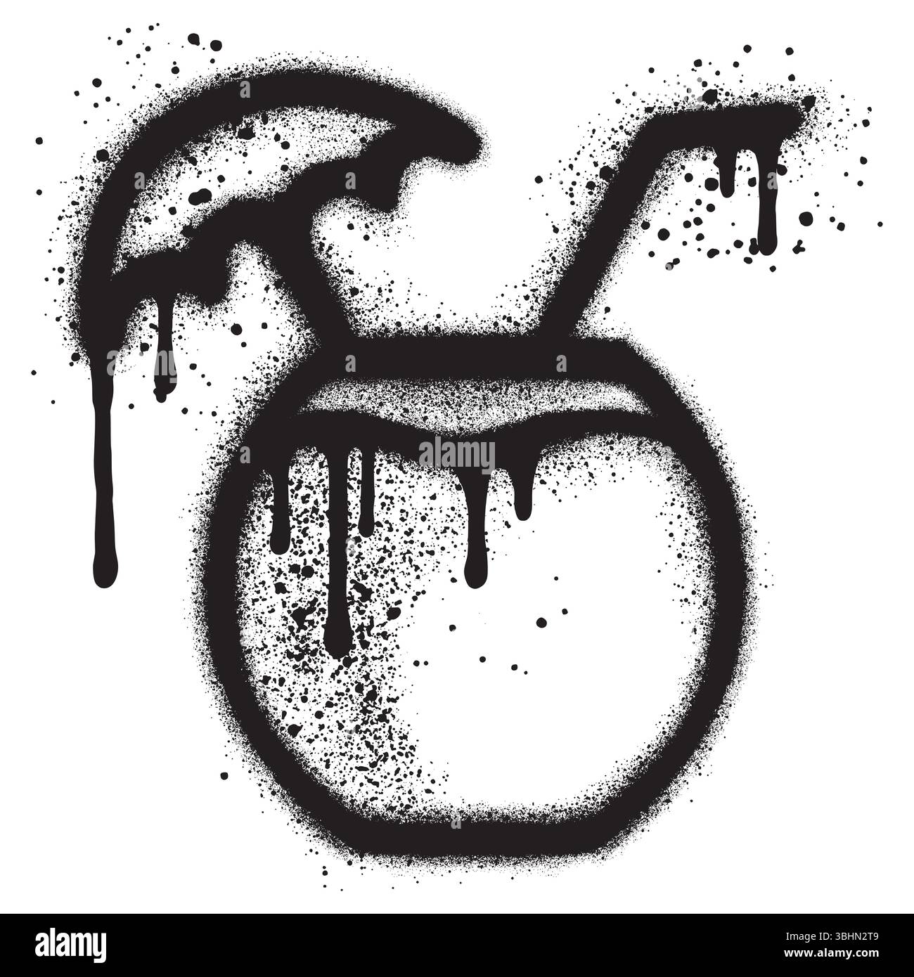 Spray Painted Graffiti Young Coconut Sprayed isolated with a white background. Stock Vector
