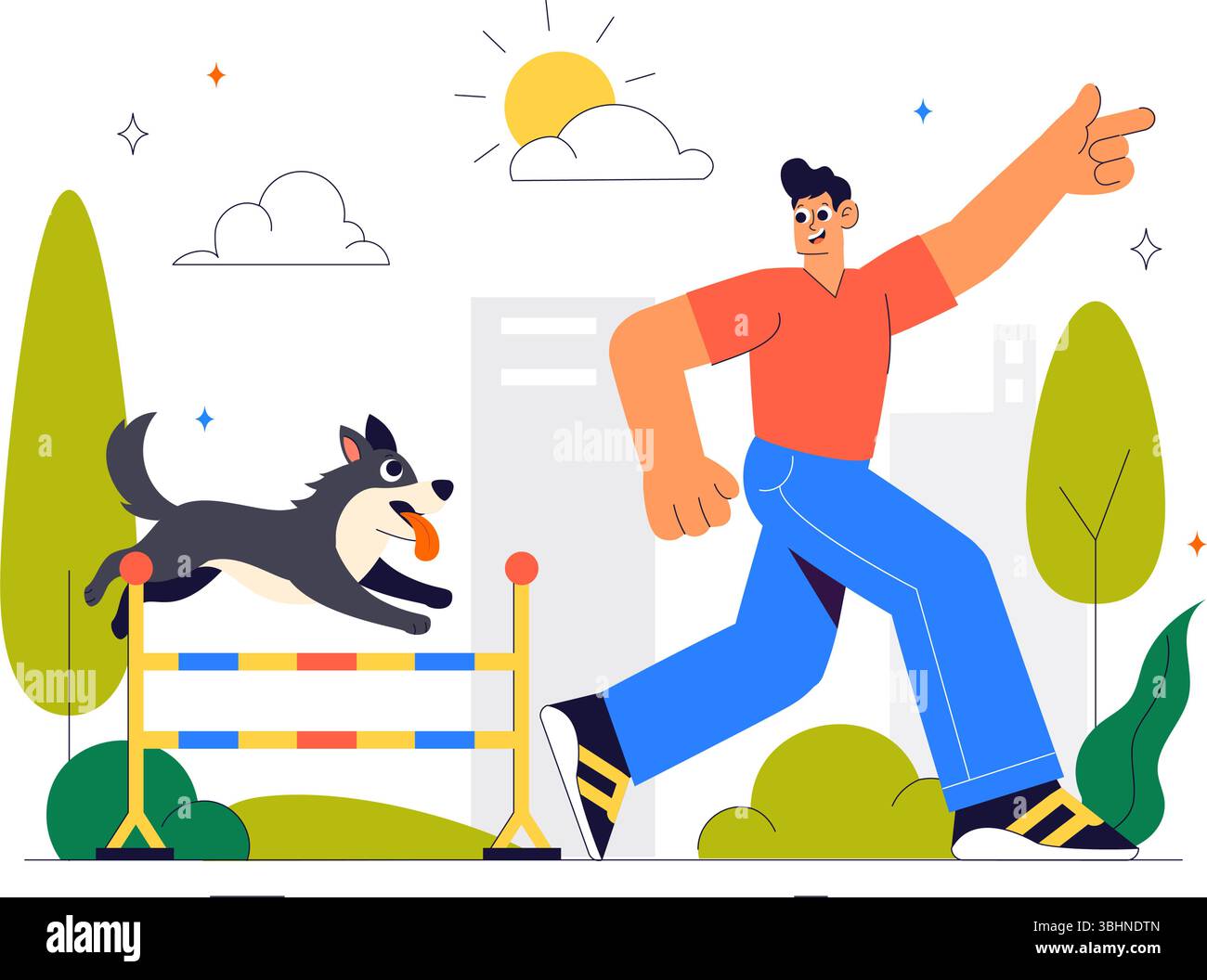 Dogs Training Center at Playground with Instructor Teaching Pets to ...