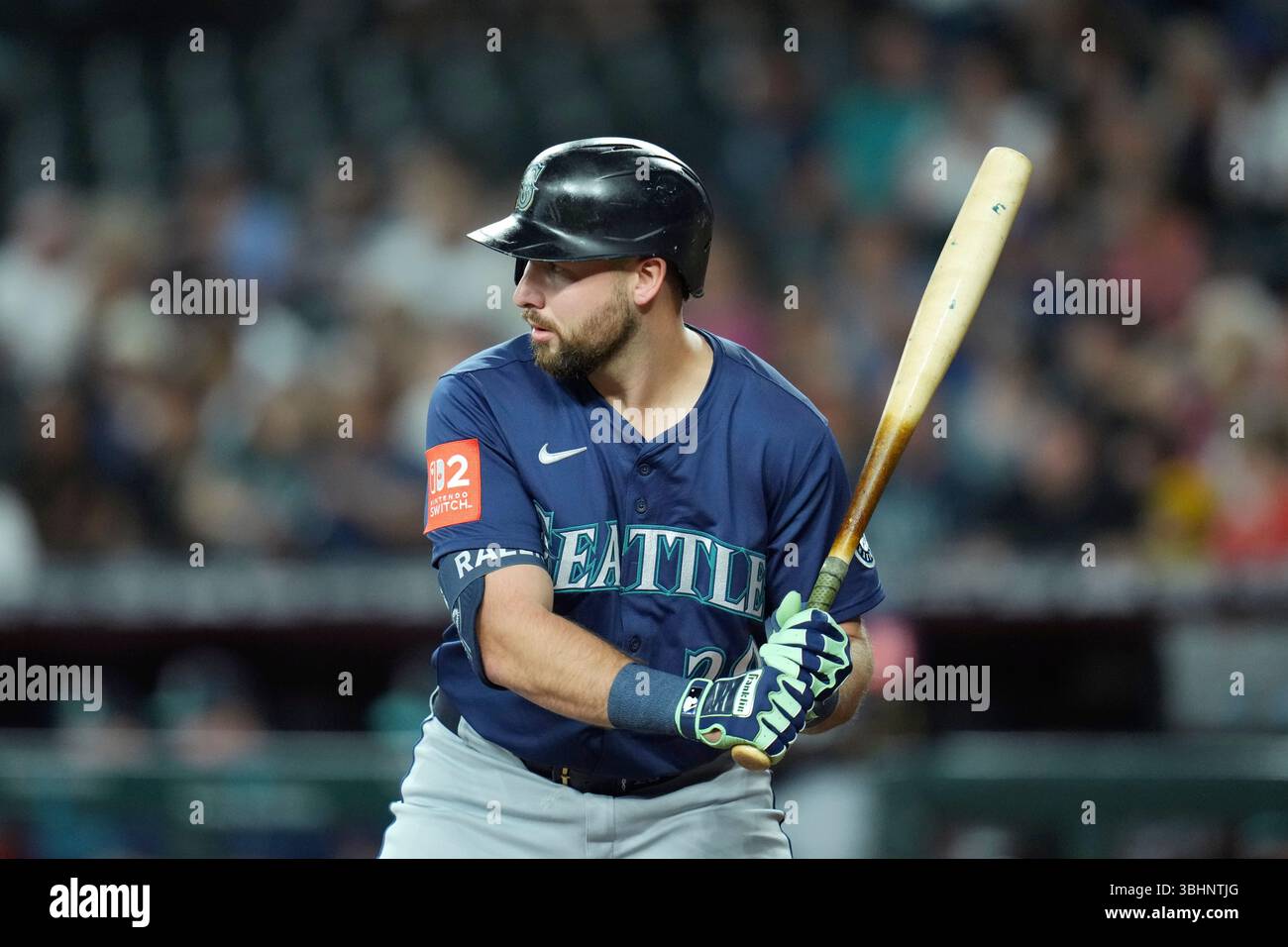 Seattle Mariners' Cal Raleigh steps in to bat against the Arizona ...