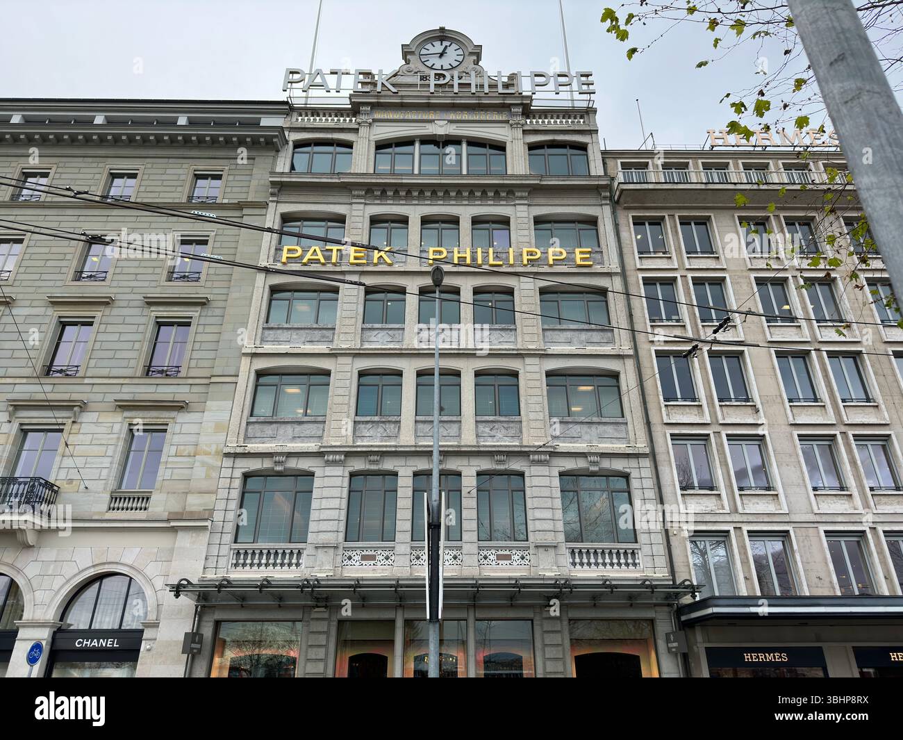 Geneva, Switzerland -- Jan, 12, 2023: Patek Philippe in Geneva. Patek Philippe SA is a Swiss luxury watch and clock manufacturer. - Smartphone Captured Stock Image