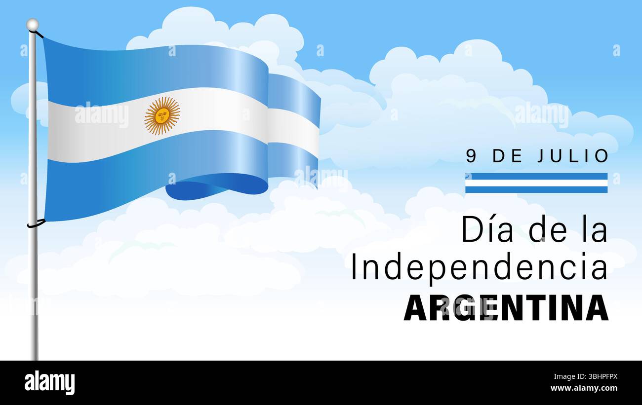 9 de Julio, Dia de la de Independencia Argentina holiday poster with ...
