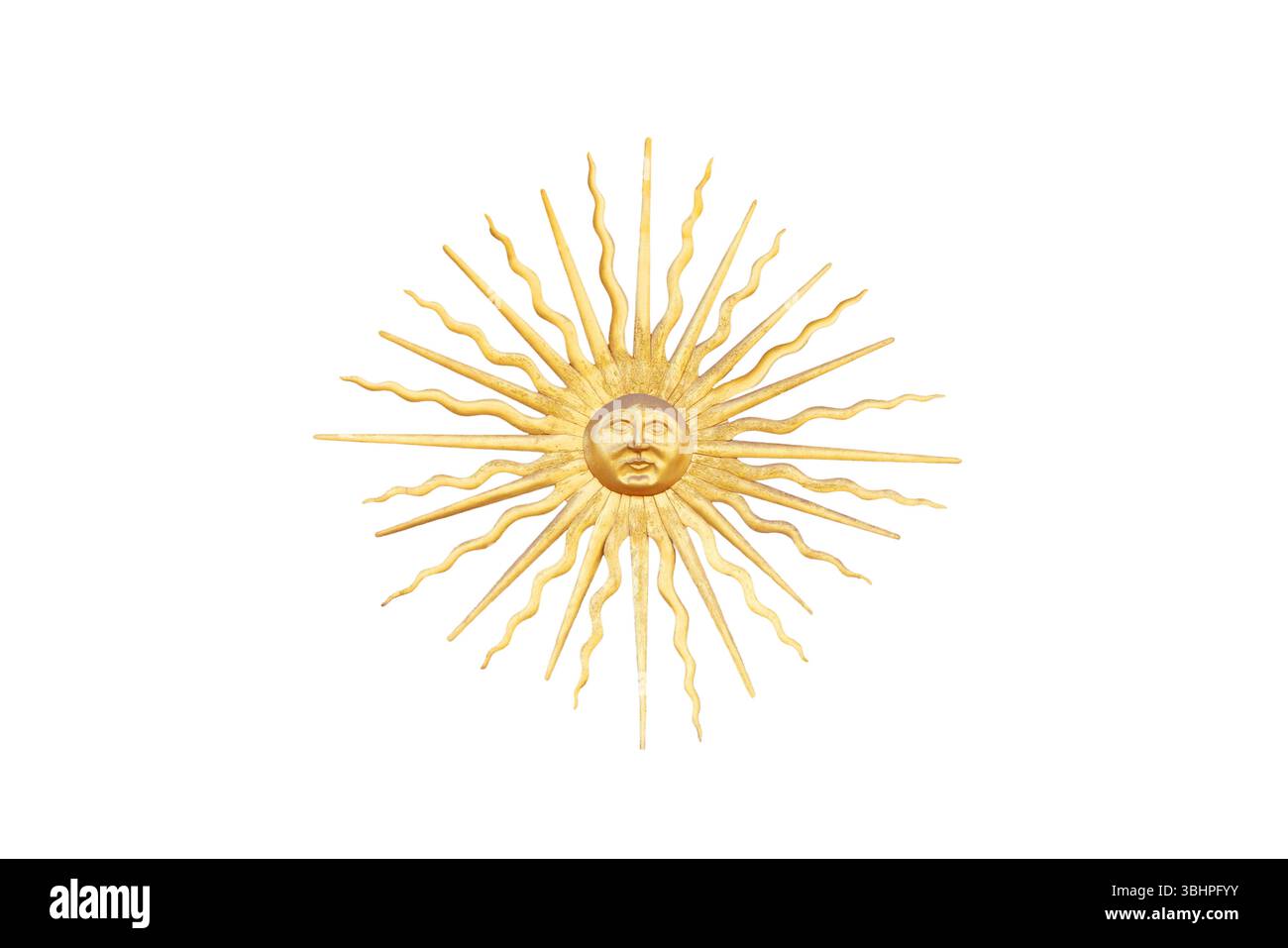 medieval golden sun detail isolated on white background Stock Photo - Alamy