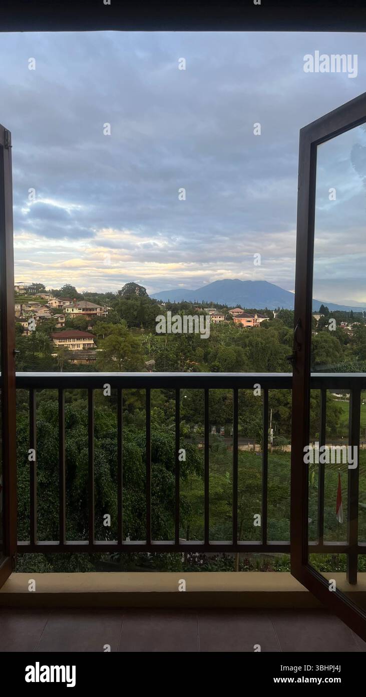 First morning, first view. Hello Puncak! - Smartphone Captured Stock Image