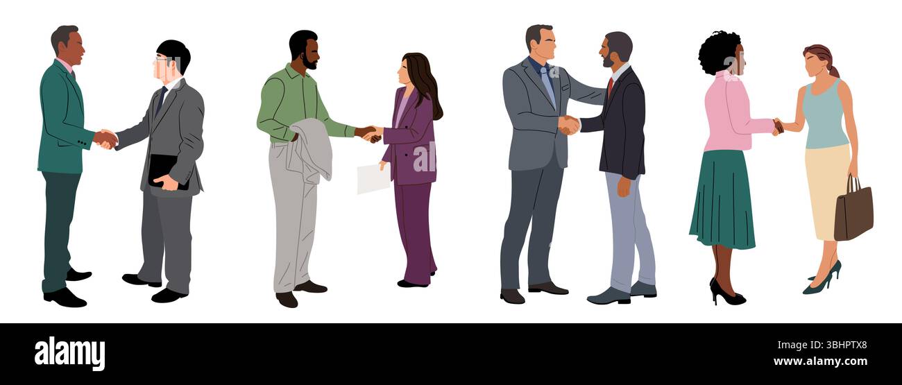 Diverse business people shaking hands on white Stock Vector Image & Art ...