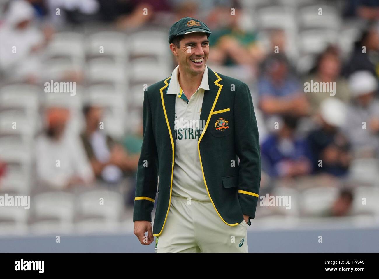 Australia's captain Pat Cummins walks onto the field ahead of the World ...