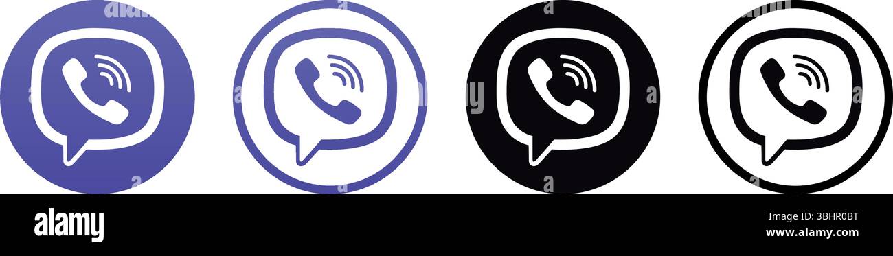 Set of round Viber mobile app icons, isolated on a transparent ...