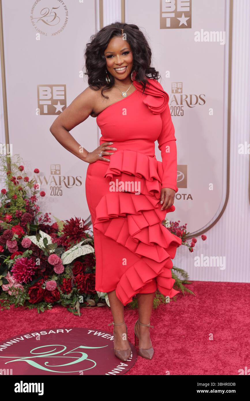 jasmine-crockett-attends-the-2025-bet-awards-at-peacock-theater-stock