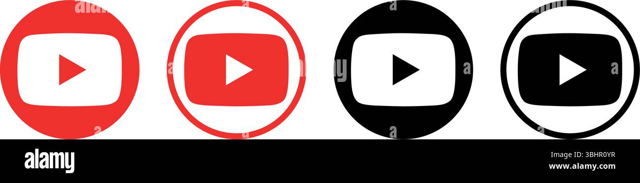 Set of round YouTube mobile app icons, isolated on a transparent ...