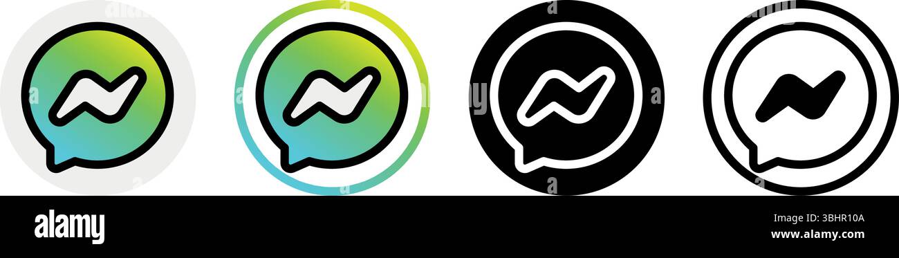 Set of round different Messenger Kids app icons, isolated on a ...
