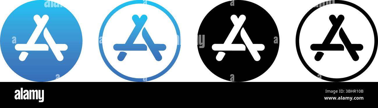Set of round App Store mobile app icons, isolated on a transparent ...