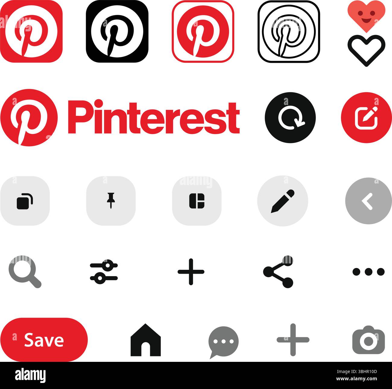 Pinterest Set Of Mobile App Interface Icons And Logos Social Media