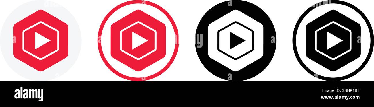Set of round different YouTube Studio mobile app icons, isolated on a ...
