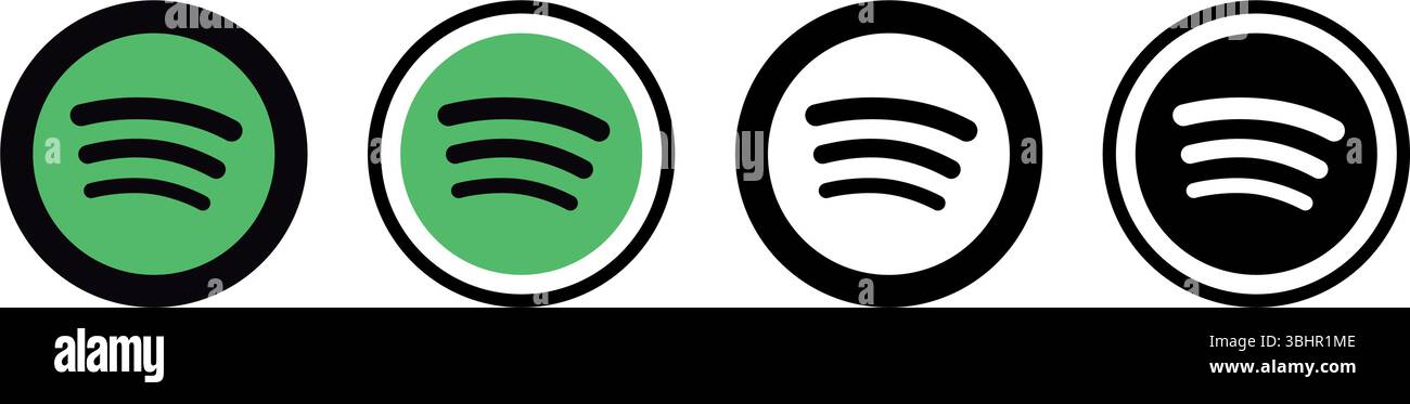 Set of round Spotify mobile app icons, isolated on a transparent ...