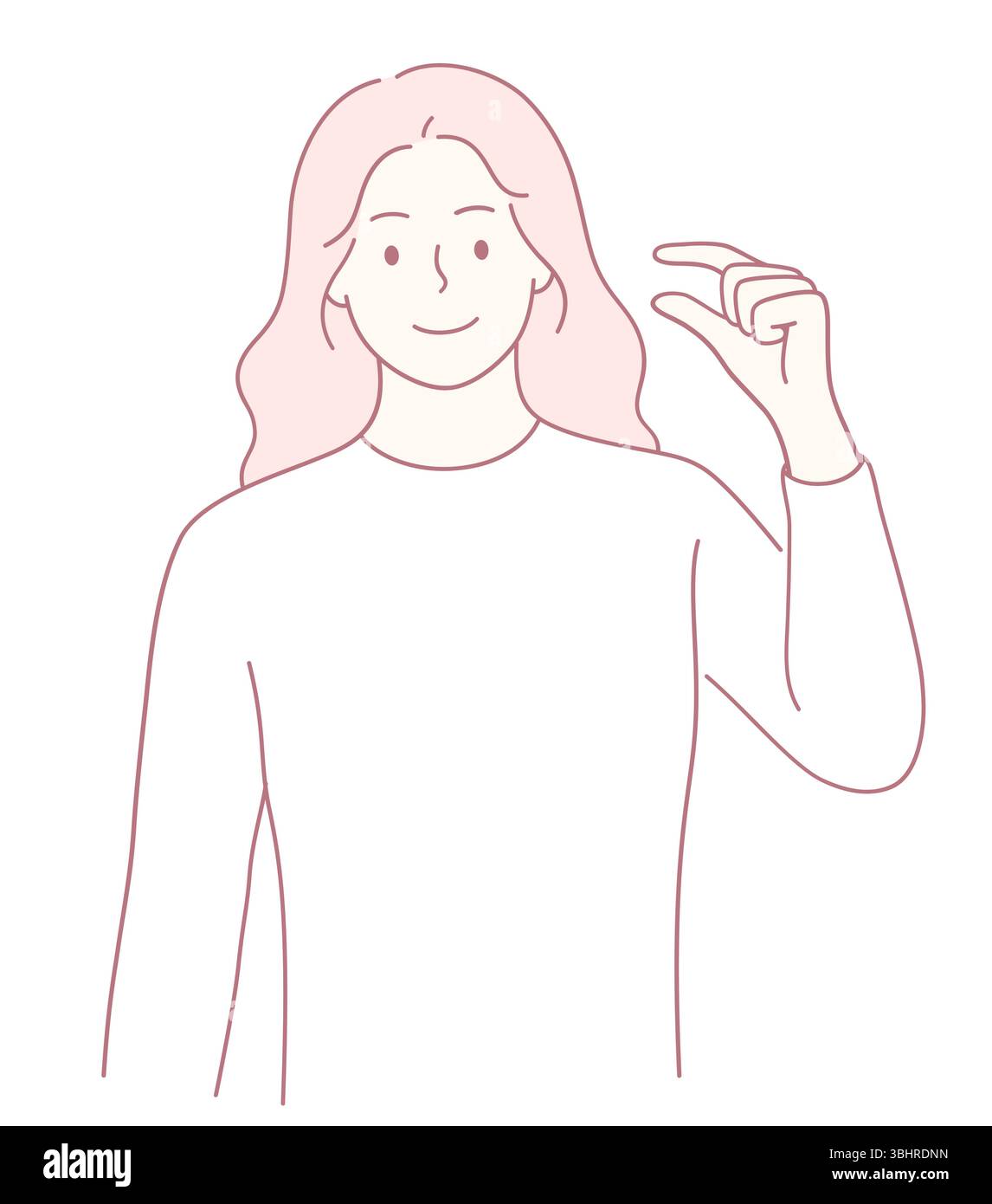 A minimalist illustration depicting a person making a gesture to indicate a very small size concept clearly Stock Vector