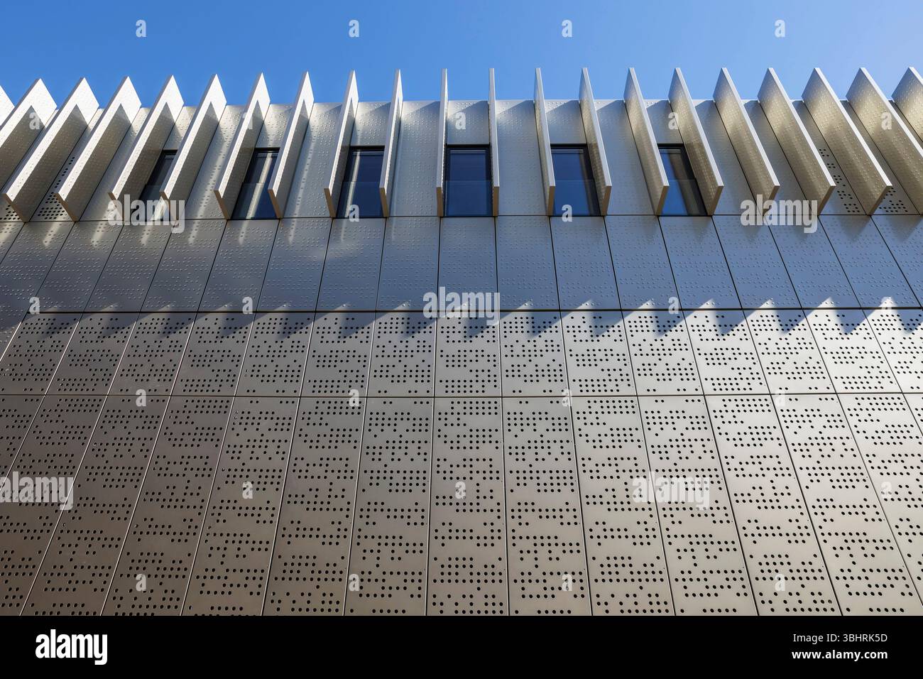 facade of the new building of the Cologne University of Music (Hochschule fuer Musik und Tanz) on Dagobert street in the Kuniberts quarter, Cologne, G Stock Photo