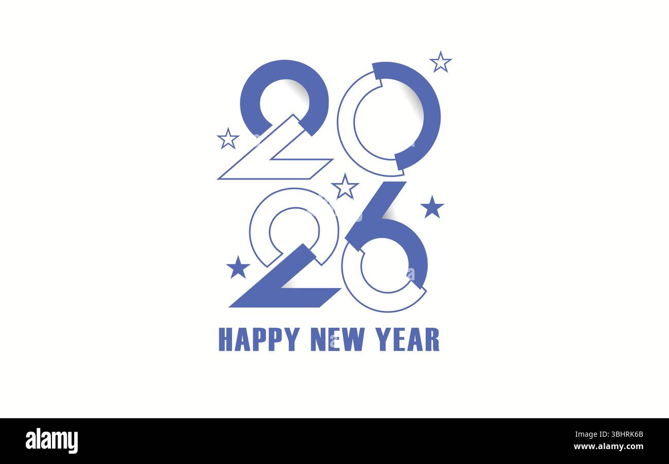 2026 text logo hand sketched numbers new year Stock Vector
