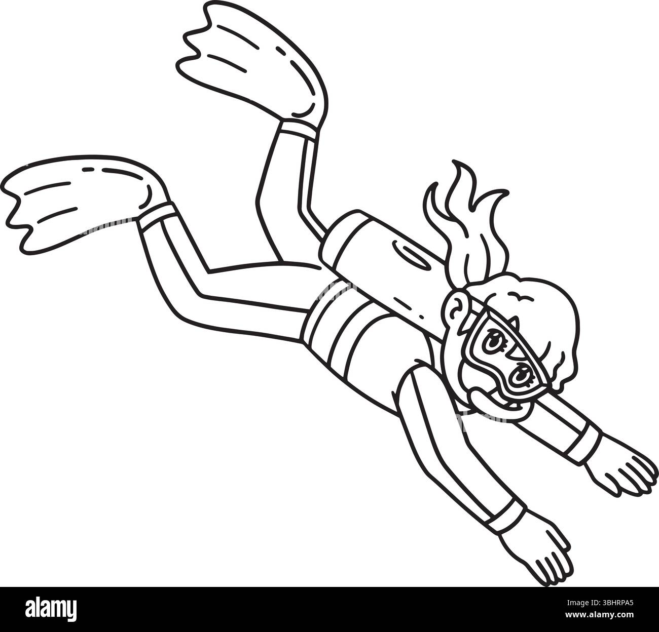 Scuba Diving Female Swimming Isolated Coloring Stock Vector Image Art scuba-diving-female-swimming-isolated-coloring-stock-vector-image-art