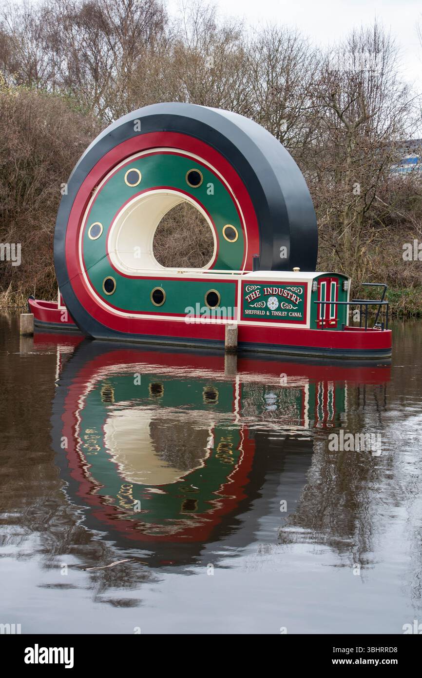 Yorkshire, UK – 17 March 2025: The Looping Boat by Alex Chinneck is a ...