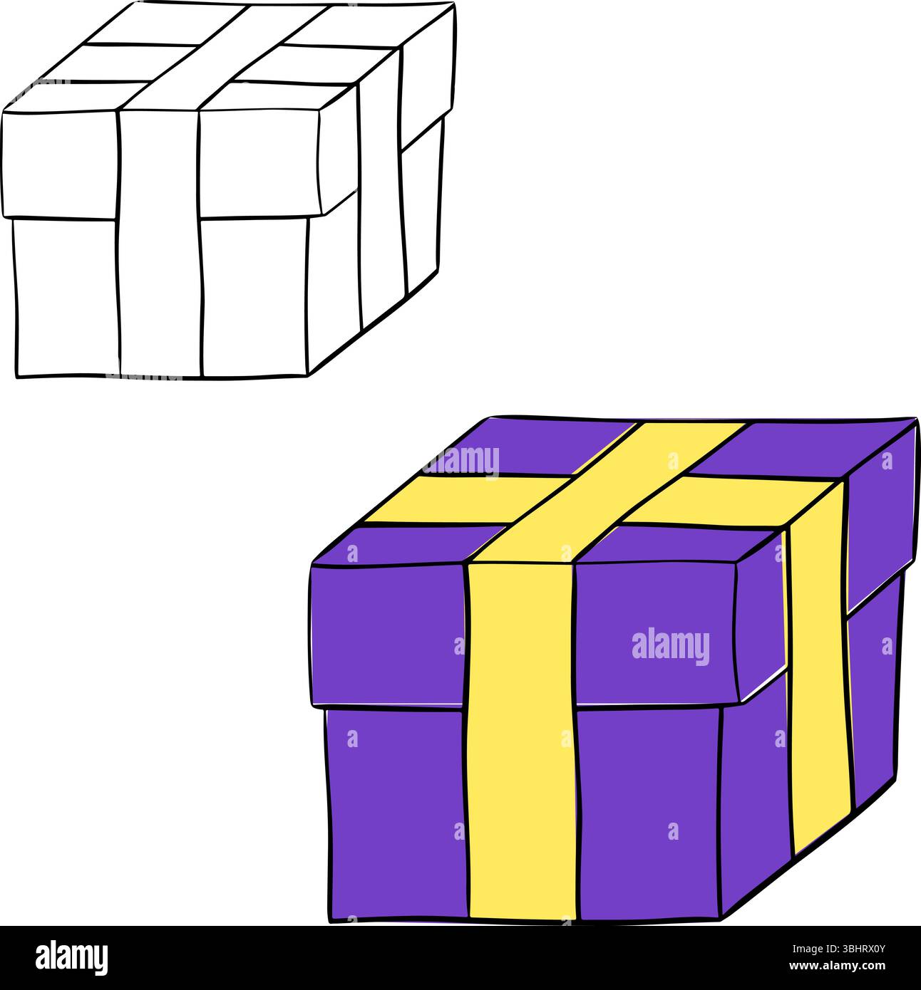 Giftbox isolated on transparent background. Vector graphic line ink illustration. Suitable for birthday party and festive celebration. For logo, web, Stock Vector