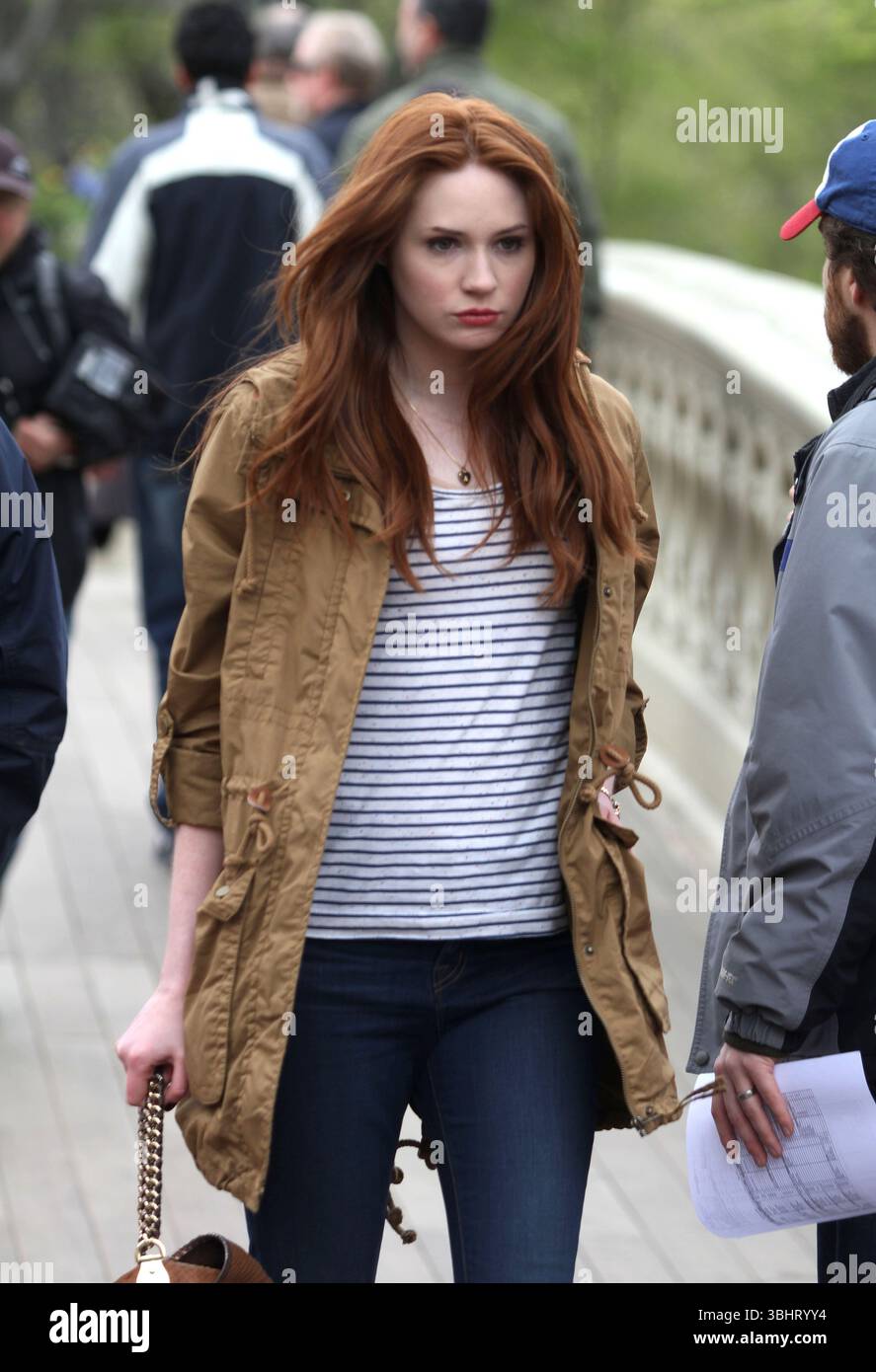 Karen Gillan film a scene for the BBC tv show