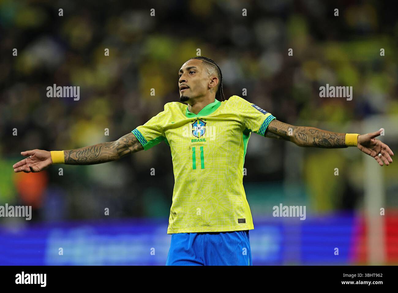10th June 2025, Sao Paulo, Brazil: Raphinha of Brazil celebrates for ...