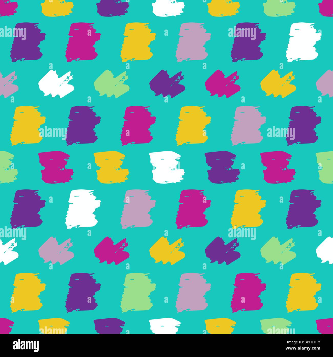 Seamless pattern with multicolor hand drawn scribble smear on blue background. Abstract grunge texture. Vector illustration Stock Vector