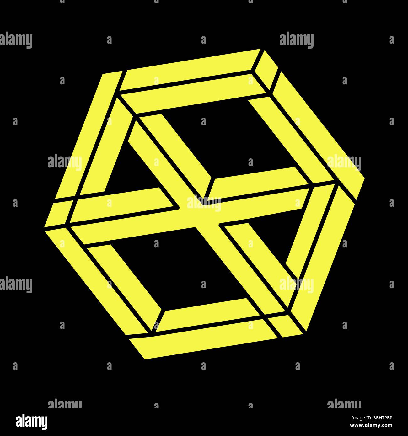 Optical illusion objects. Impossible shapes. Web design elements. Line design. Escher paradox.  Stock Vector