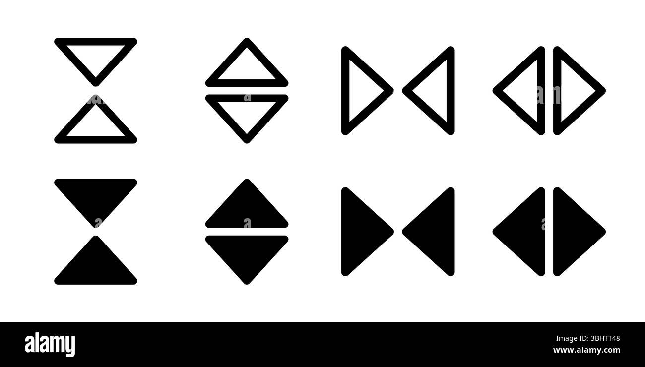 Vice Versa Arrows Icon Set. A black glyph and outline icon of opposing ...