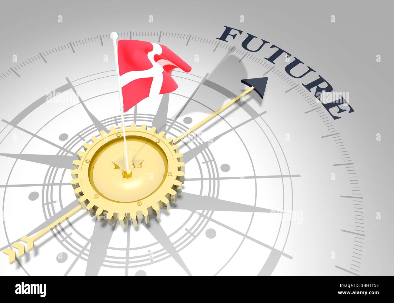 Business concept. Abstract compass points to the future word. 3D ...