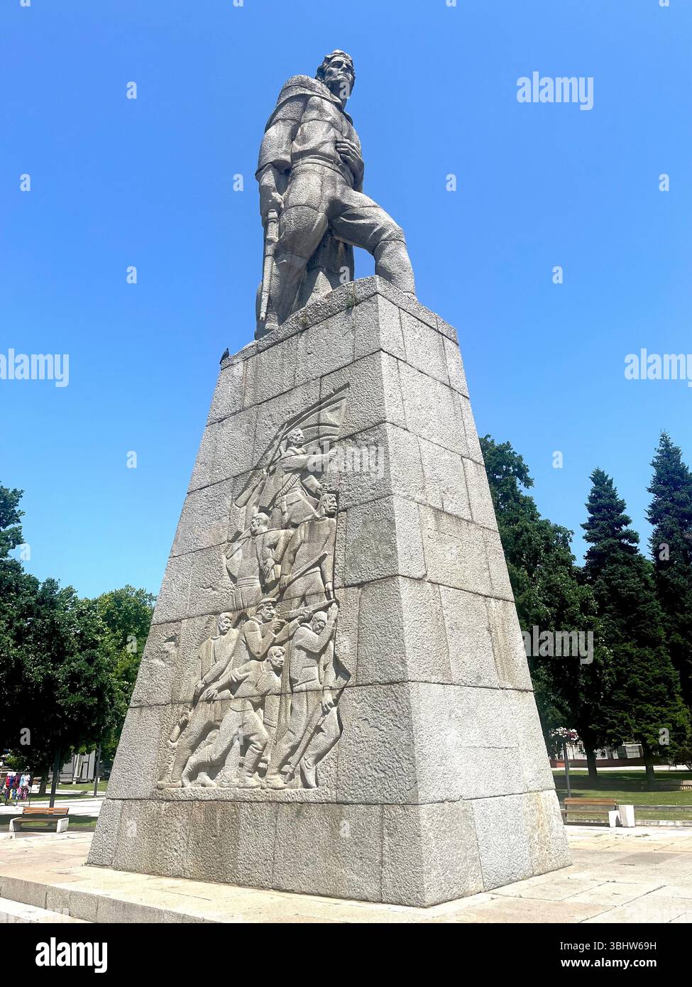 Communist era monument in the town of Montana, Bulgaria, reflecting the historical and ideological legacy of the socialist period - Smartphone Captured Stock Image