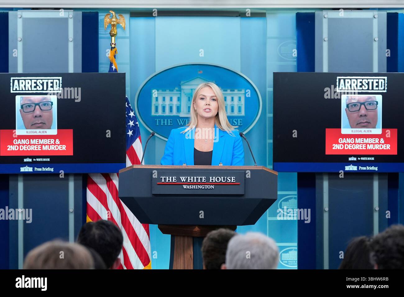White House press secretary Karoline Leavitt speaks with reporters in ...