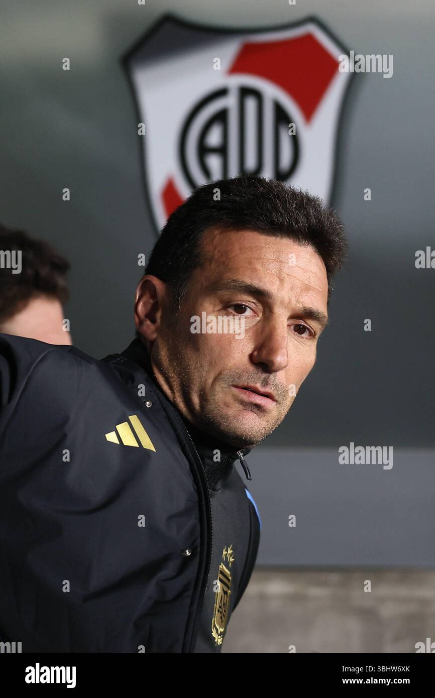 Argentinas National Team Head Coach Lionel Scaloni Is Seen On The Bench argentinas-national-team-head-coach-lionel-scaloni-is-seen-on-the-bench