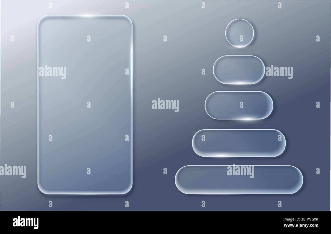 Vector transparent glass design elements. Stock Vector