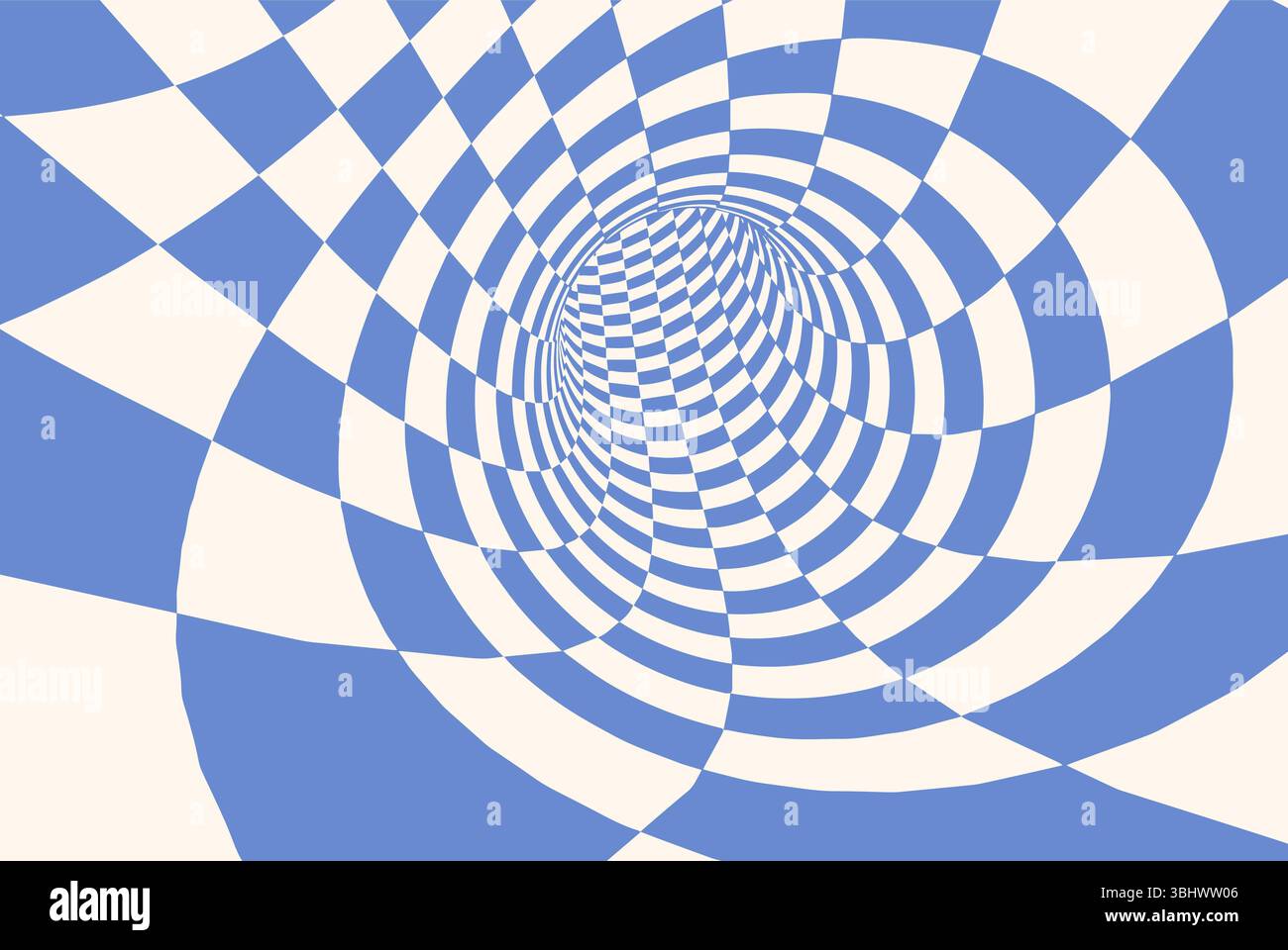 Abstract optical illusion with warped checkerboard pattern in purple ...