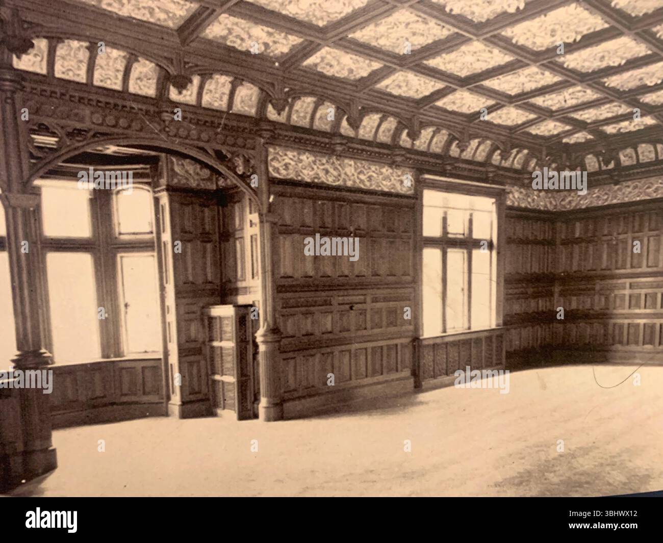 Bletchley Park Milton Keynes war time building secret location Wrens Wren Military base Navy Airforce Mansion Bombe The Ballroom wood equipment - Smartphone Captured Stock Image