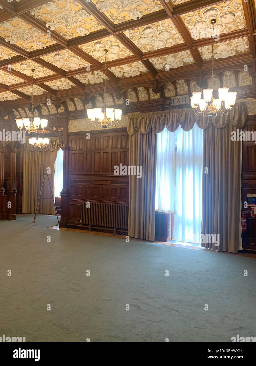 Bletchley Park Milton Keynes war time building secret location Wrens Wren Military base Navy Airforce Mansion Bombe The Ballroom wood equipment - Smartphone Captured Stock Image