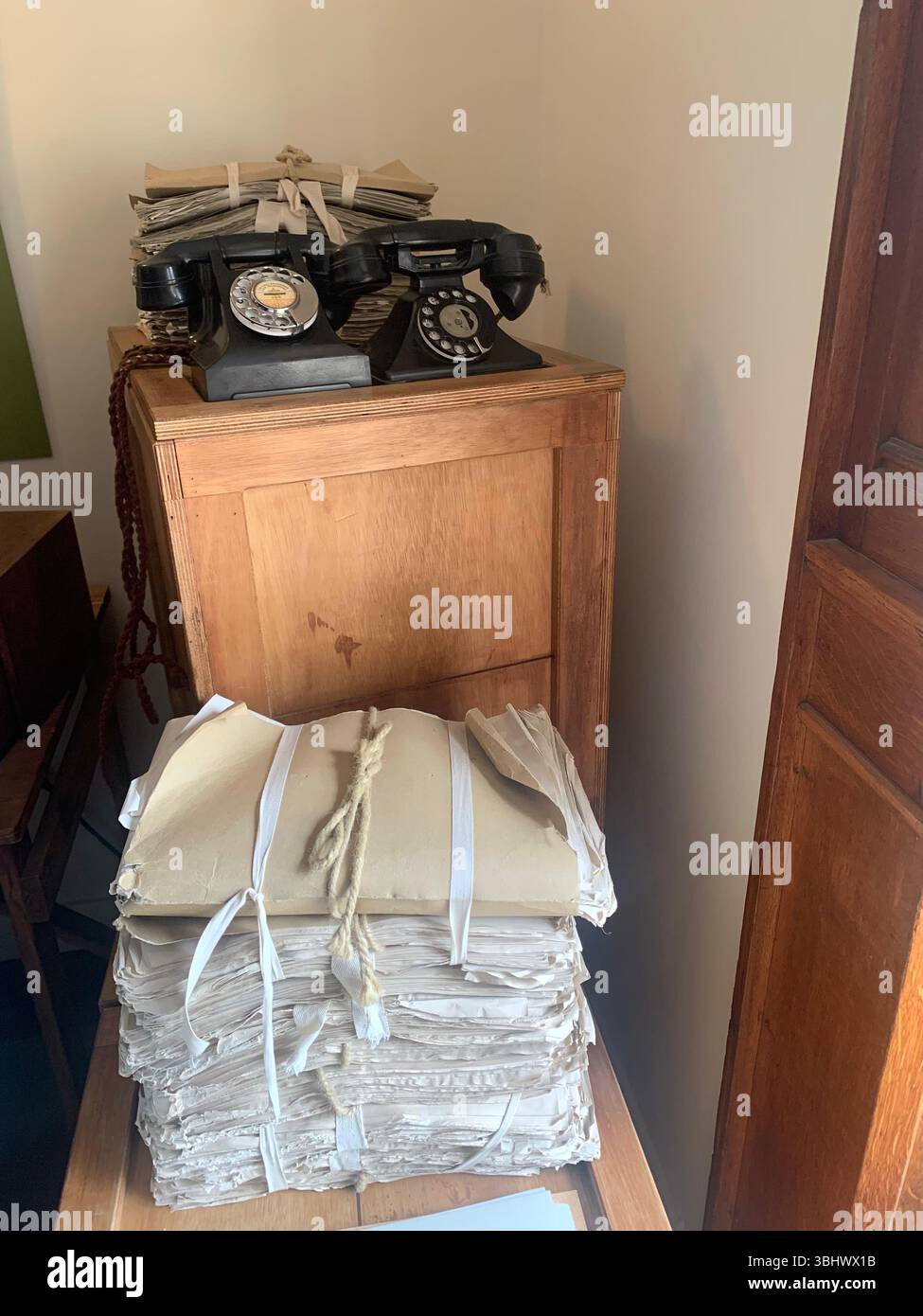 Bletchley Park Milton Keynes war time building secret location Wrens Wren Military base Navy Airforce Mansion Bombe The Ballroom wood equipment - Smartphone Captured Stock Image