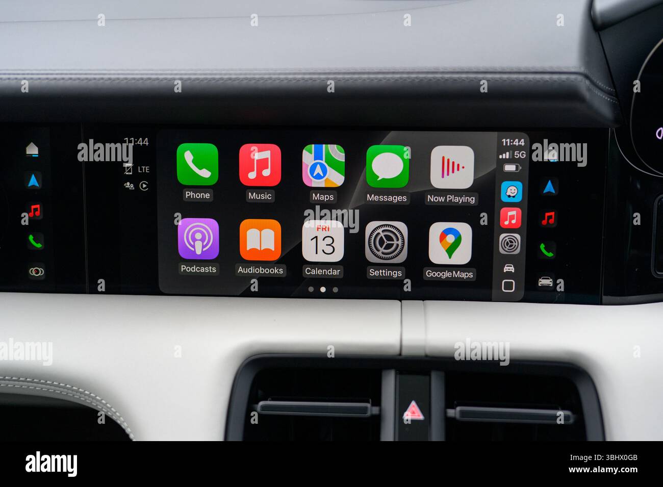 This image shows a clear view of an infotainment screen inside a modern ...