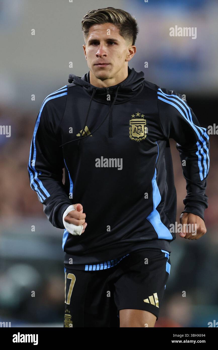 Argentina s National Team Forward Giuliano Simeone Warms Up During The 
