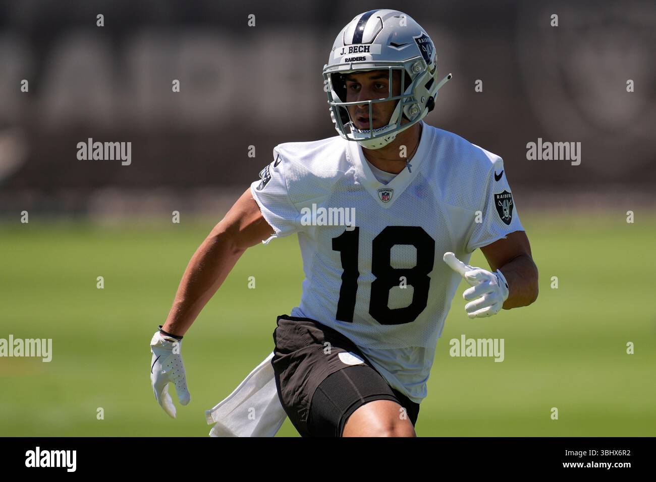 Las Vegas Raiders wide receiver Jack Bech participates during an NFL ...