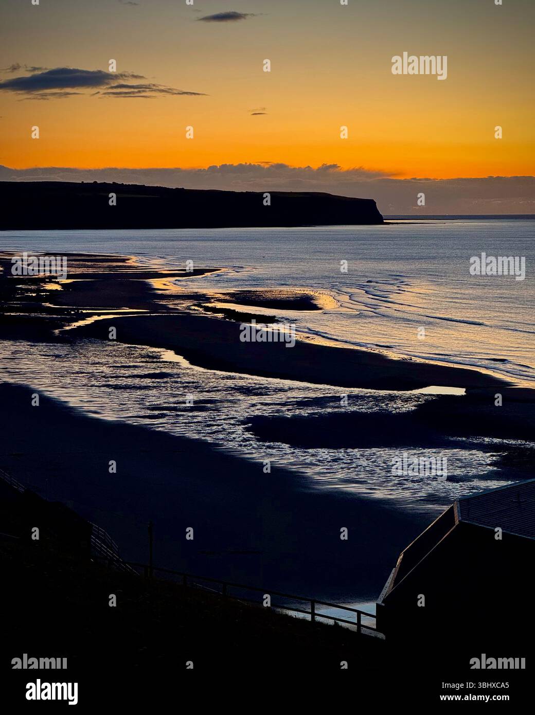 Sunset over North Sea at Whitby, Yorkshire, England - Smartphone Captured Stock Image