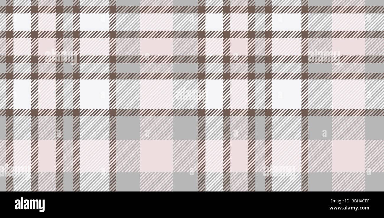 Soft Gray and Pink Plaid Seamless Pattern with Classic Checkered Design for Textiles, Home Decor, and Minimalist Fashion Stock Vector