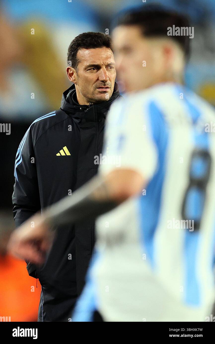 Argentina s National Team Head Coach Lionel Scaloni Gestures During The argentina-s-national-team-head-coach-lionel-scaloni-gestures-during-the