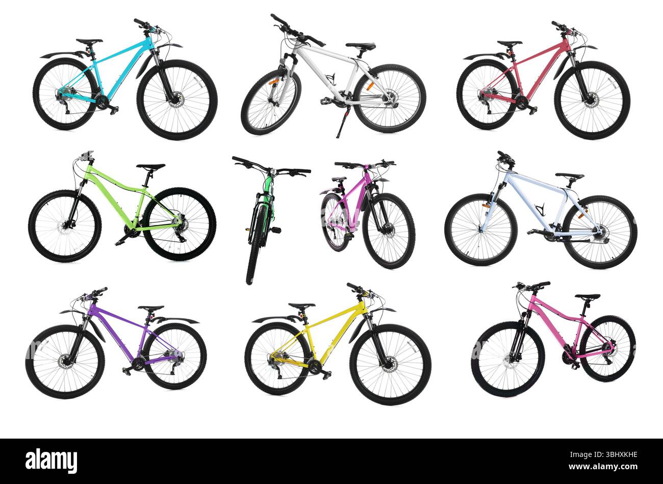 Nice Color Bycycle Different color bicycles on white background, collage Stock Photo - Alamy